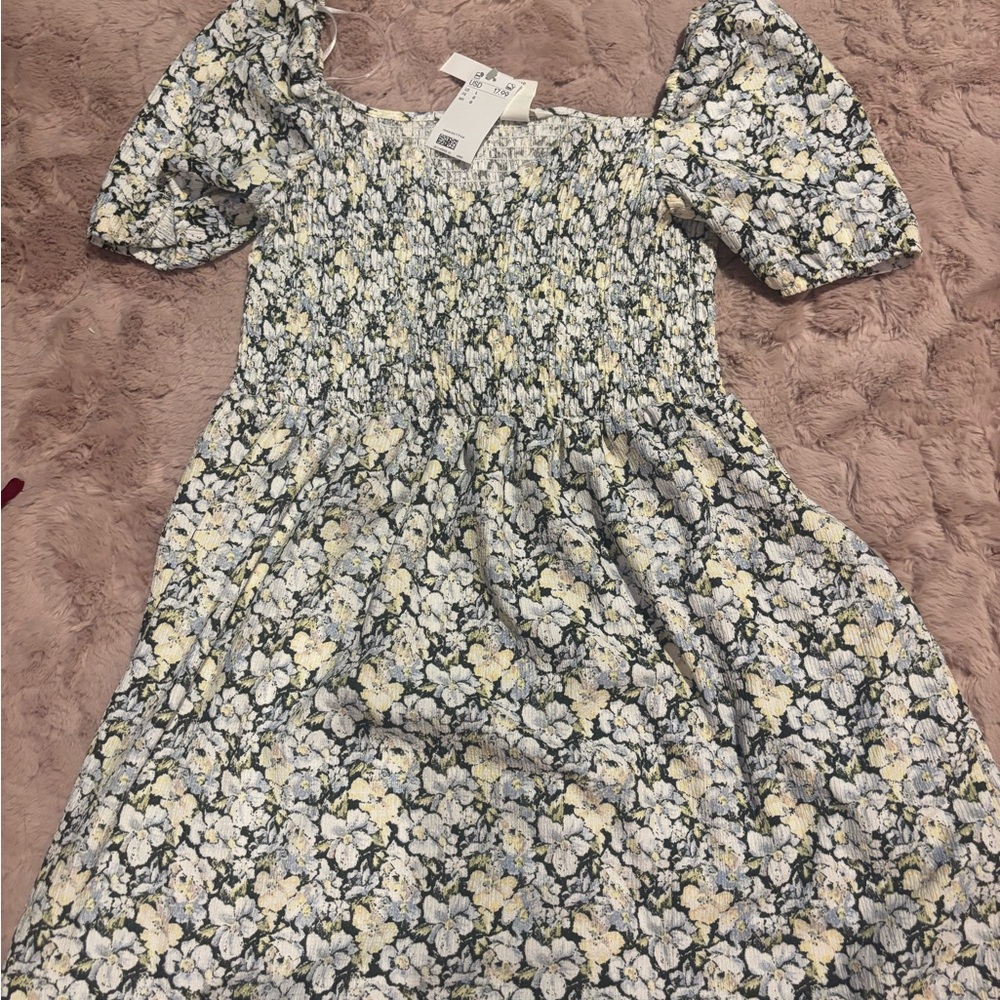 Floral Kids Dress in Black and White